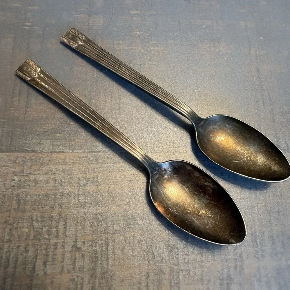 Pair Vintage United Airlines Spoons International Silver Co 5 ¾